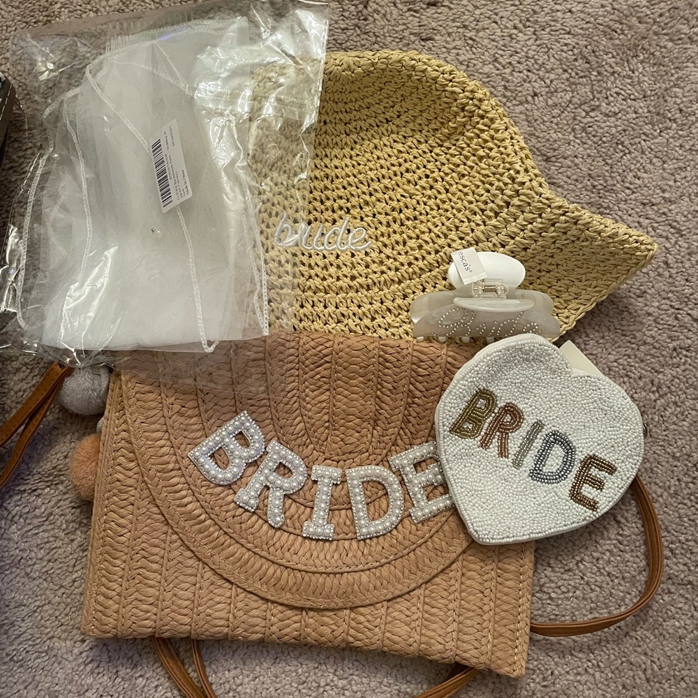 Bride Tan Clutch with White Accents
